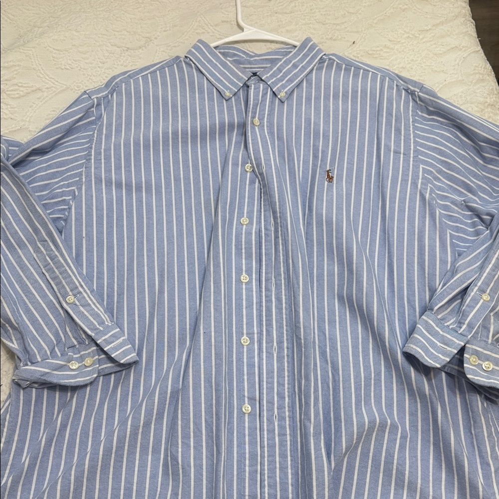 Ralph Lauren Light Blue and White Striped Shirt